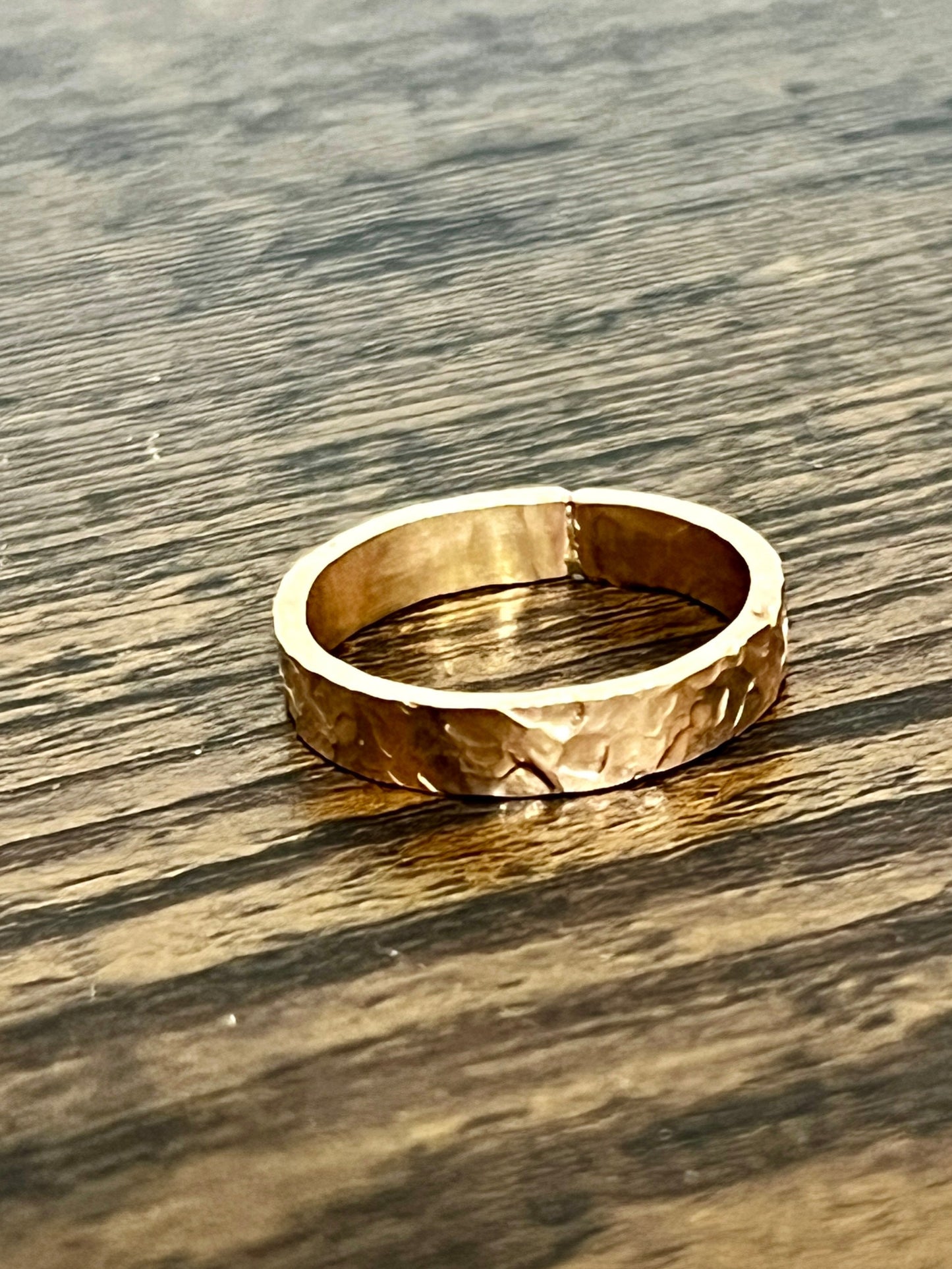 Thick Hammered 14k Gold Fill Ring Band