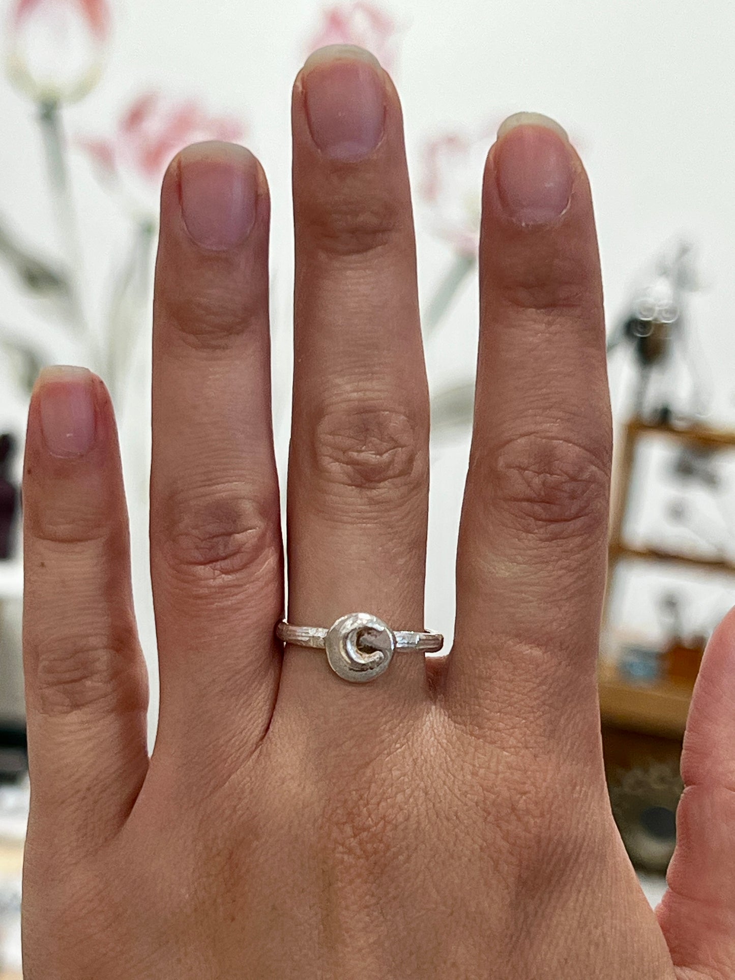 Handmade .925 Sterling Silver Moon Ring (recycled silver)