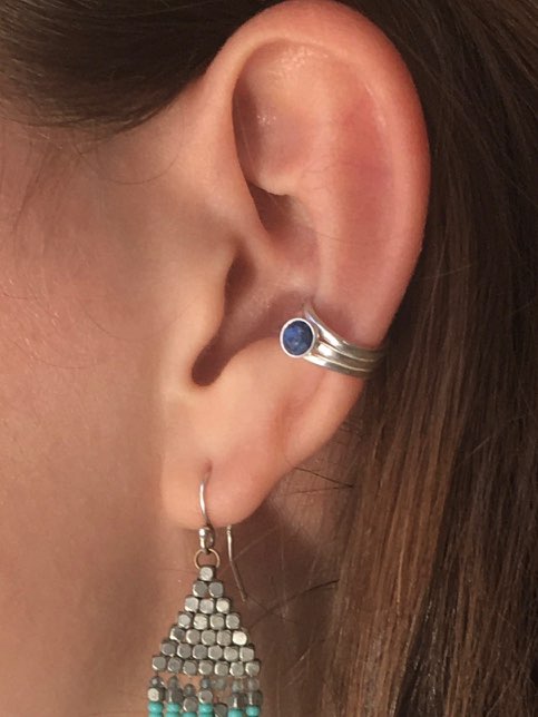 Ear Cuff - Sterling Silver with gemstone
