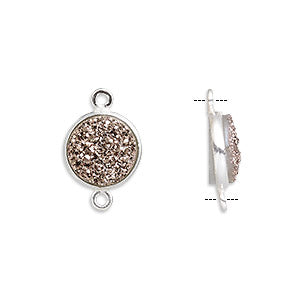 10mm Druzy connector silver