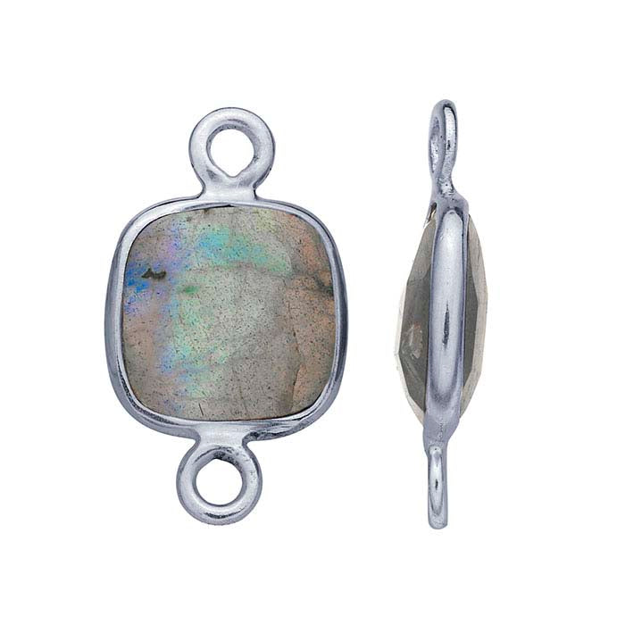 Gemstone connector - silver