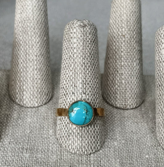Turquoise Ring with Hammered 14k Gold Fill Band