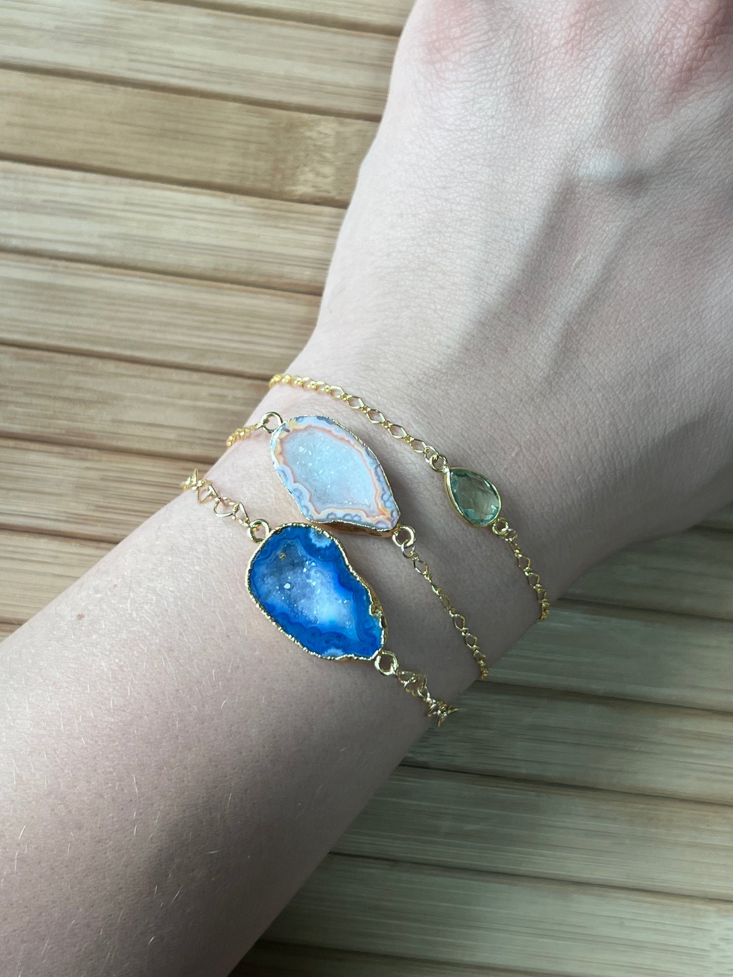 Druzy Bracelet in Gold - Available in Blue, Pink or Purple
