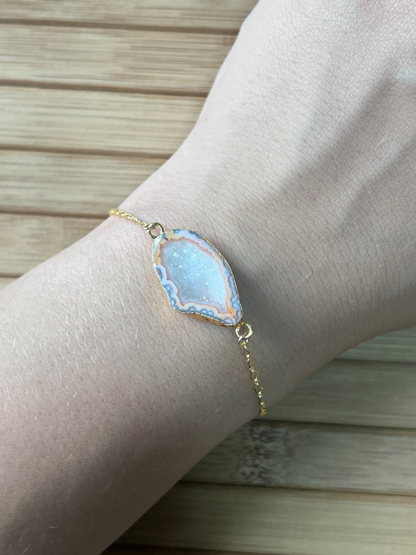 Druzy Bracelet in Gold - Available in Blue, Pink or Purple