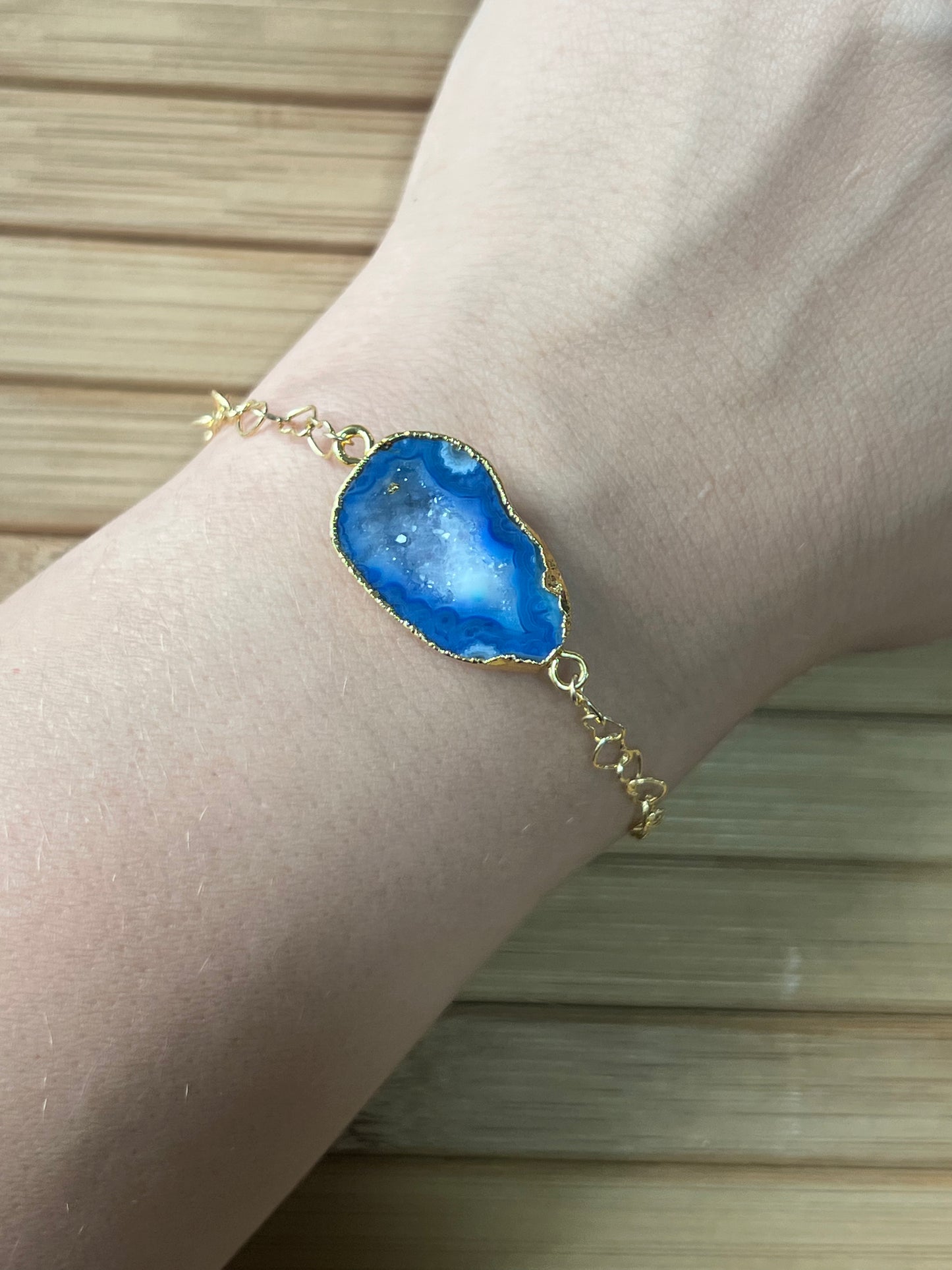 Druzy Bracelet in Gold - Available in Blue, Pink or Purple