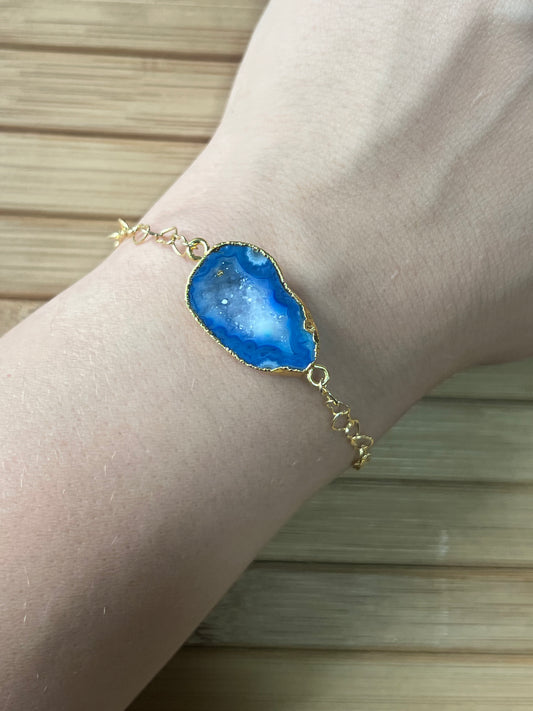 Druzy Bracelet in Gold - Available in Blue, Pink or Purple