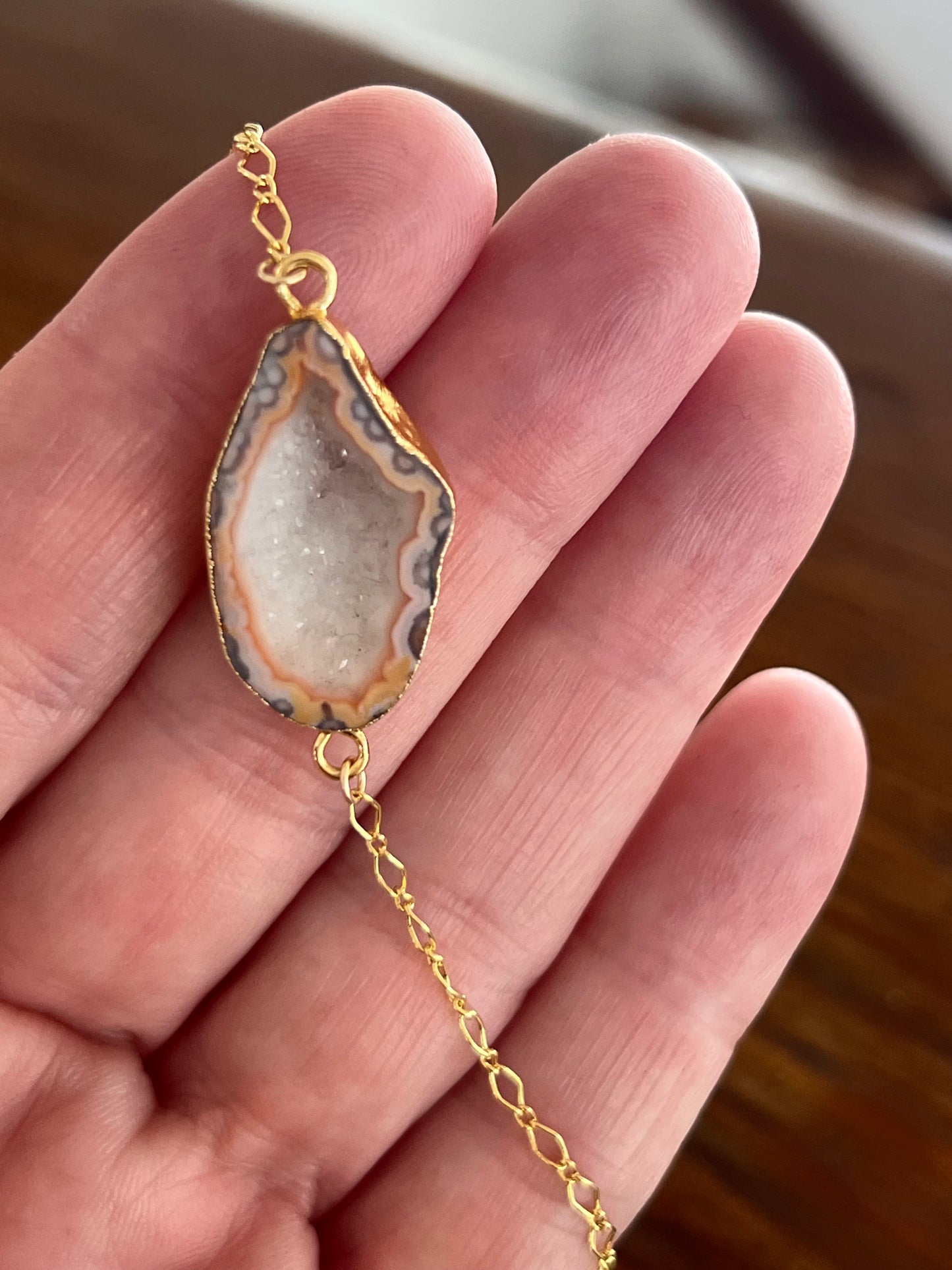 Druzy Bracelet in Gold - Available in Blue, Pink or Purple