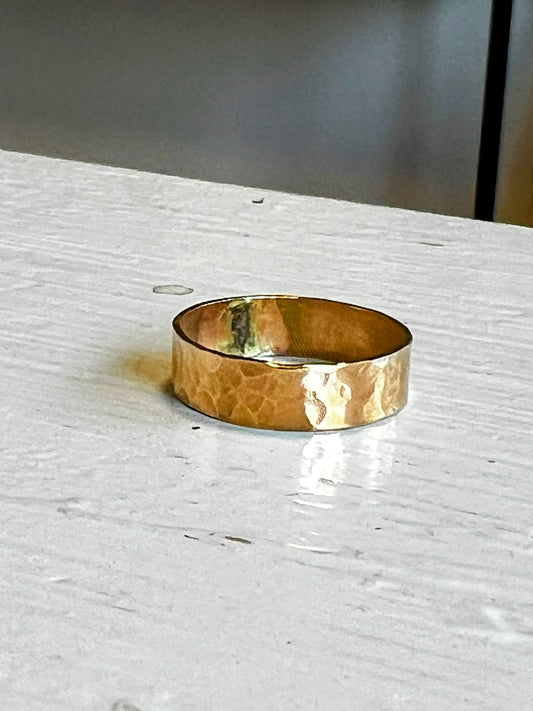 Thick Hammered 14k Gold Fill Ring Band