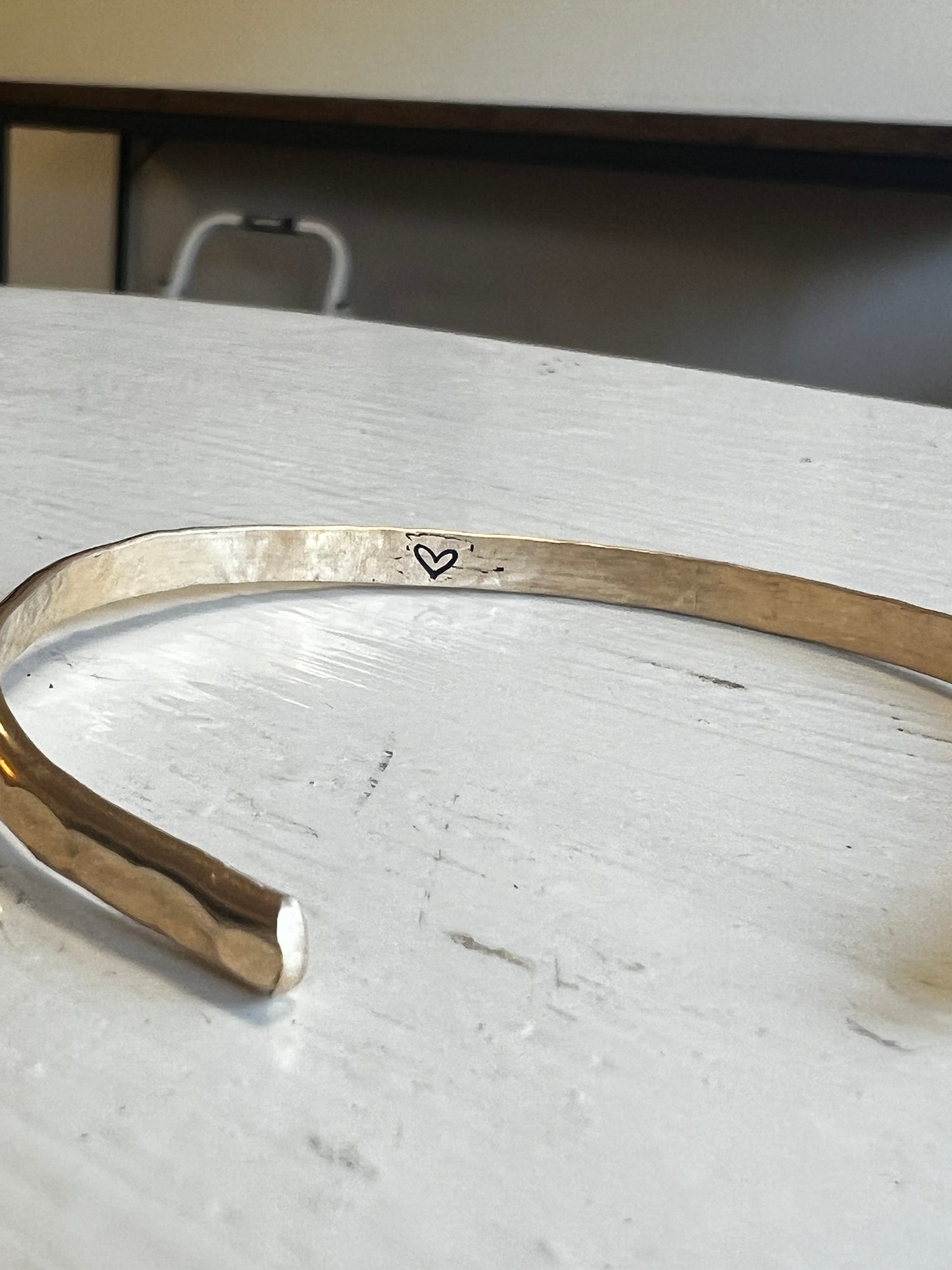 Handcrafted Thick Hammered 14K Gold Fill Cuff Bracelet – Made in California, Can Personalize