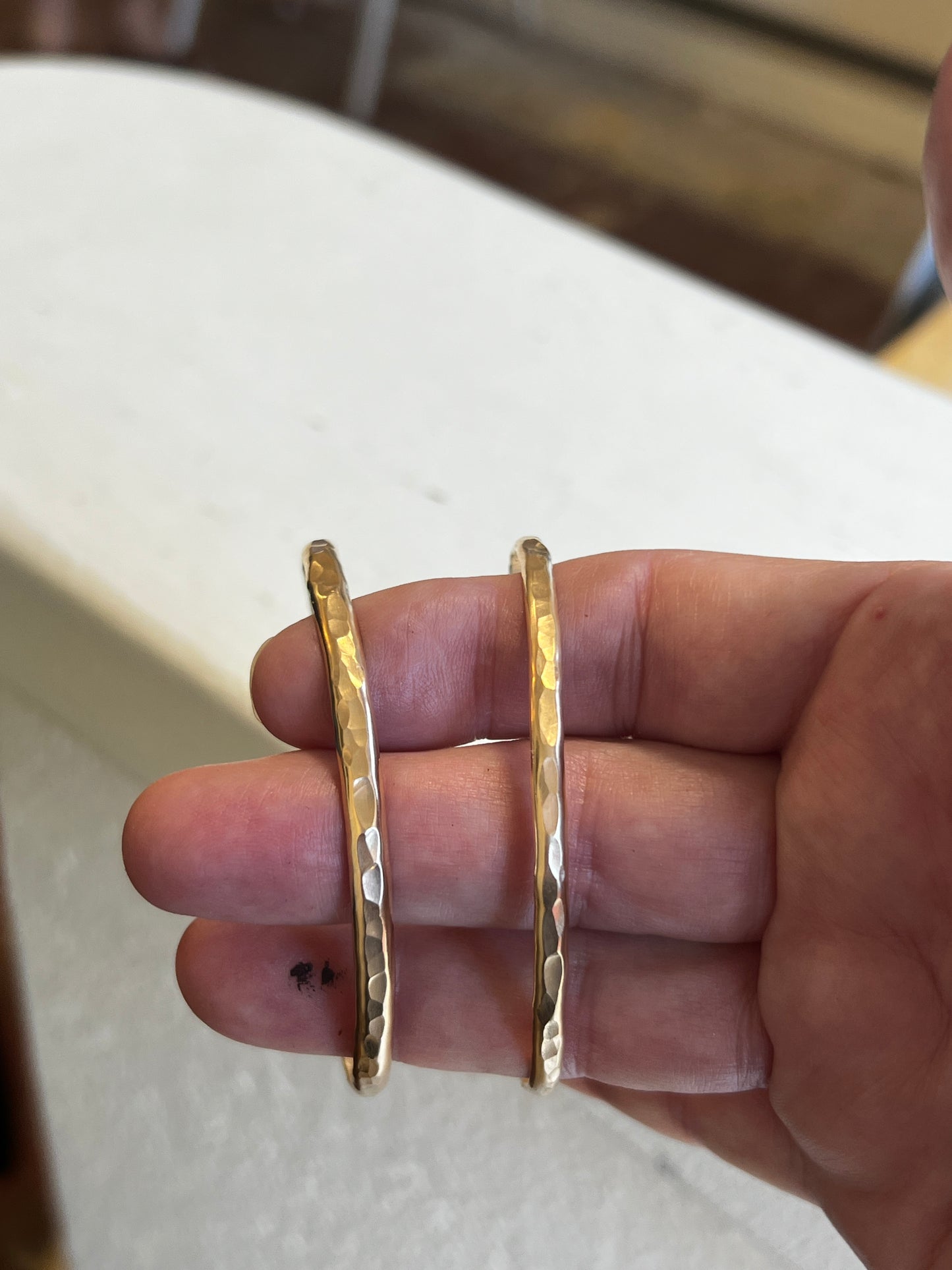 Handcrafted Thick Hammered 14K Gold Fill Cuff Bracelet – Made in California, Can Personalize