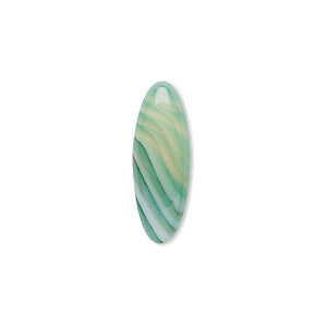 22x8 mm narrow oval Striped Green Agate stone