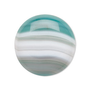30mm round Striped Green Agate stone