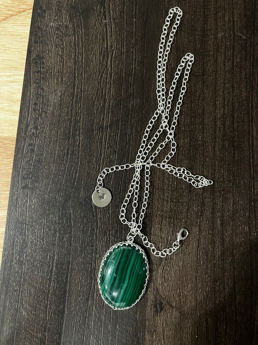 Large Malachite pendant necklace