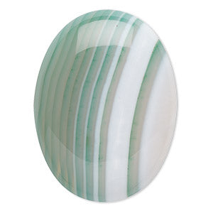 40x30 large oval Striped Green Agate stone