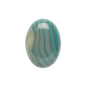 14x10 (mm) oval Striped Green Agate stone